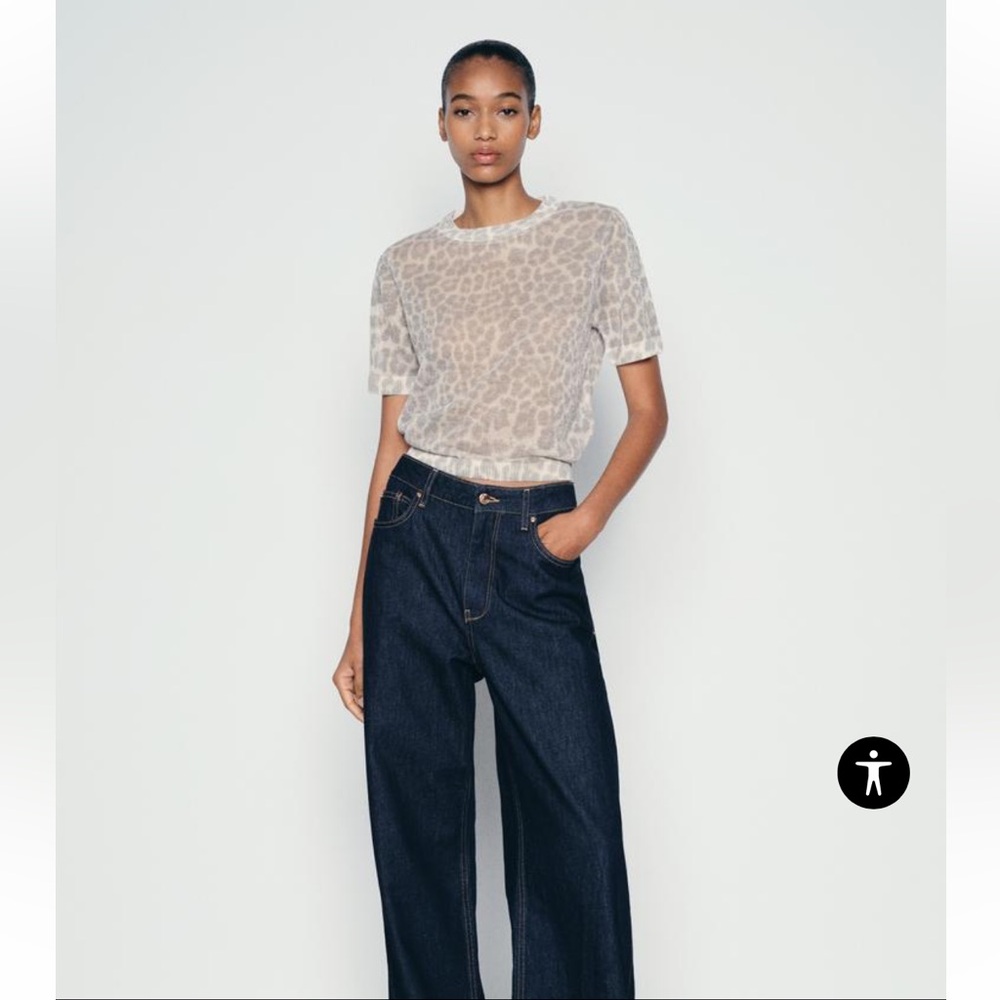 ZARA Animal Print Fine Knit Top - Picture 4 of 7